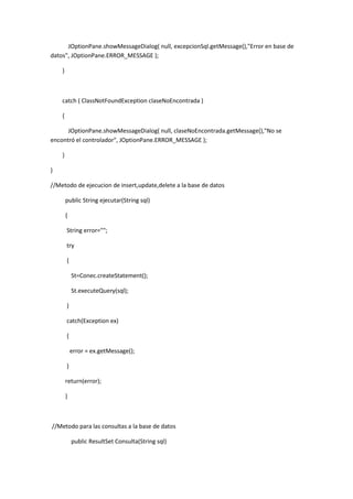 Conexion sql server 2005 java netbeans | DOCX