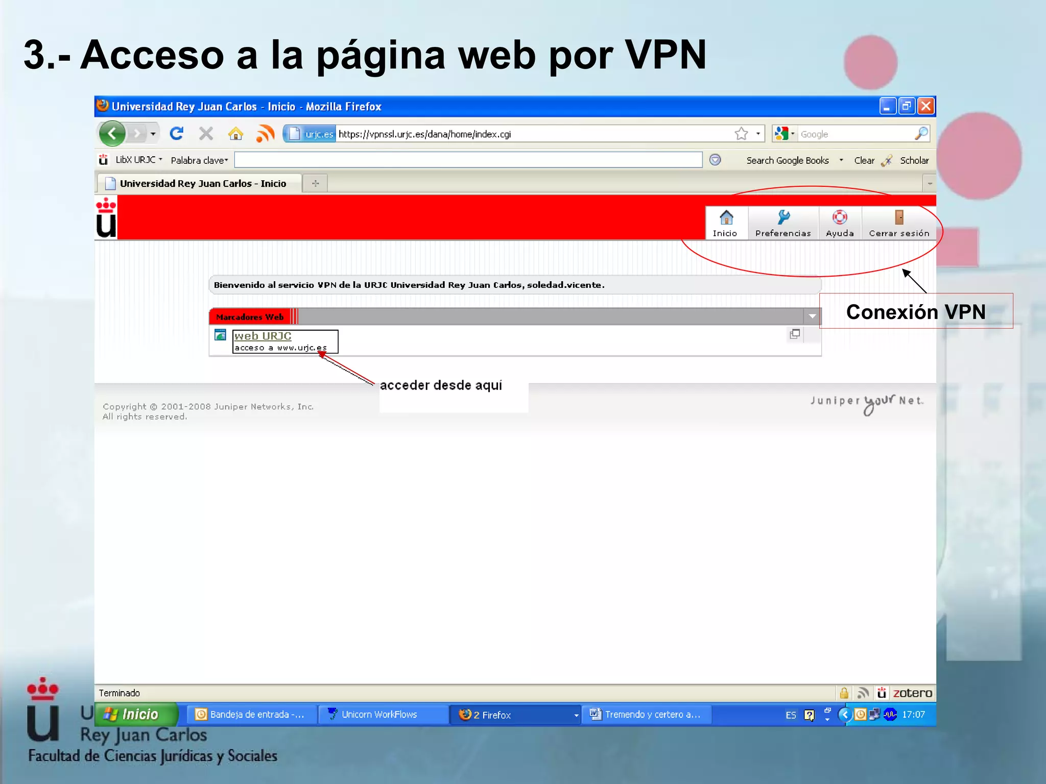 3.- Acceso a la página web por VPN Conexión VPN 