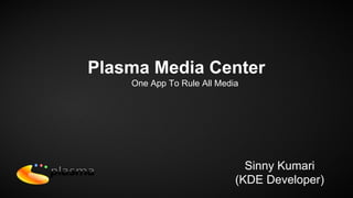 Plasma Media Center
One App To Rule All Media

Sinny Kumari
(KDE Developer)

 