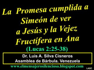 Dr. Luis A. Silva Cisneros
Asamblea de Bárbula. Venezuela
www.elmensajerosilencioso.blogspot.com
(Lucas 2:25-38)
LASC
 