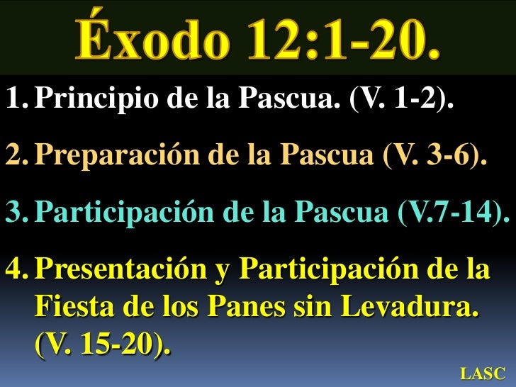 CONF. EXODO 12:1-20. (EX. No. 12A). LA PASCUA