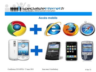 Conférence CCI-ISTIA 17 mars 2011 Jean marc Urrutibehety 6 Sur 15
Accès mobile
 