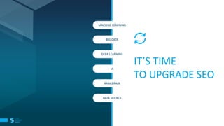 IT’S TIME
TO UPGRADE SEO
MACHINE LEARNING
IA
BIG DATA
DATA SCIENCE
DEEP LEARNING
RANKBRAIN
 