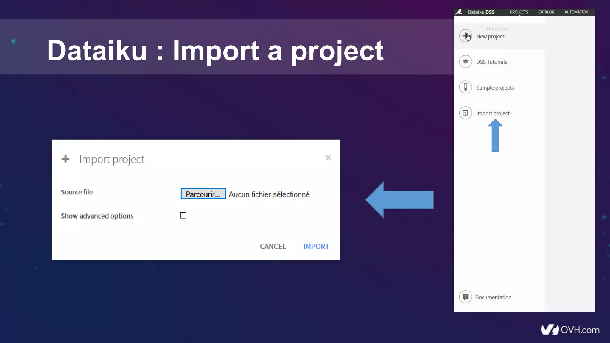 Dataiku : Import a project
 