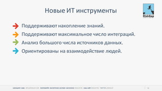 НАПИШИТЕ НАМ ПОПРОБУЙТЕ ЭКСПЕРТНУЮ СИСТЕМУ БЕСПЛАТНО НАШ САЙТ 14
Новые ИТ инструменты
Поддерживают накопление знаний
Поддерживают максимальное число интеграций
Анализ большого числа источников данных
Ориентированы на взаимодействие людей
 