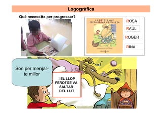 Logogràfica
 Què necessita per progressar?
                                       ROSA
                                       RAÚL

                                       ROGER

                                       RINA




Són per menjar-
   te millor
                     I EL LLOP
                   FEROTGE VA
                      SALTAR
                      DEL LLIT
 