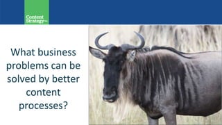 What business
problems can be
solved by better
content
processes?
 