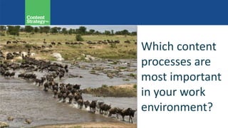 Which content
processes are
most important
in your work
environment?
 