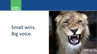 Small wins.
Big voice.
 