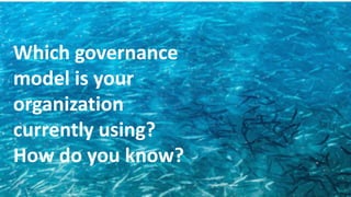 Which governance
model is your
organization
currently using?
How do you know?
 