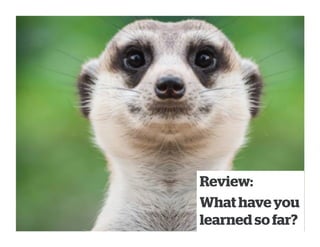 Review:
What have you
learned so far?
 
