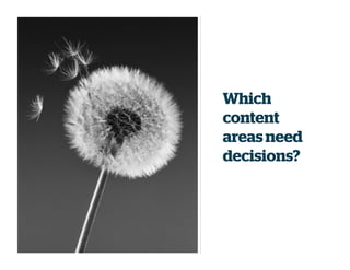 Which
content
areas need
decisions?
 