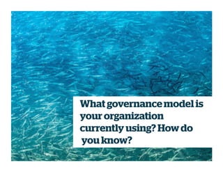 What governancemodel is
your organization
currently using? Howdo
you know?
 