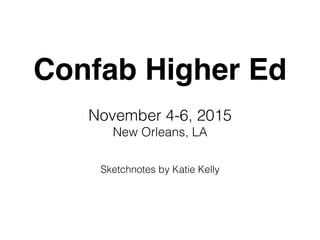 Confab Higher Ed
November 4-6, 2015
New Orleans, LA
Sketchnotes by Katie Kelly
 