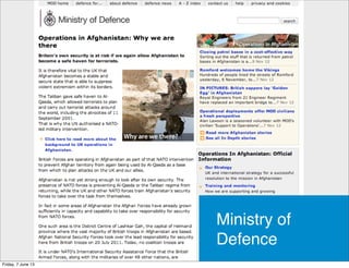 Ministry of
Defence
Friday, 7 June 13
 