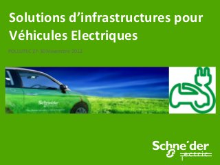 Solutions d’infrastructures pour
Véhicules Electriques
POLLUTEC 27-30 Novembre 2012
 