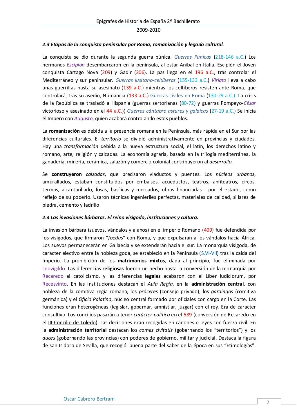 Epígrafes de Historia de España Epígrafes de Historia de España