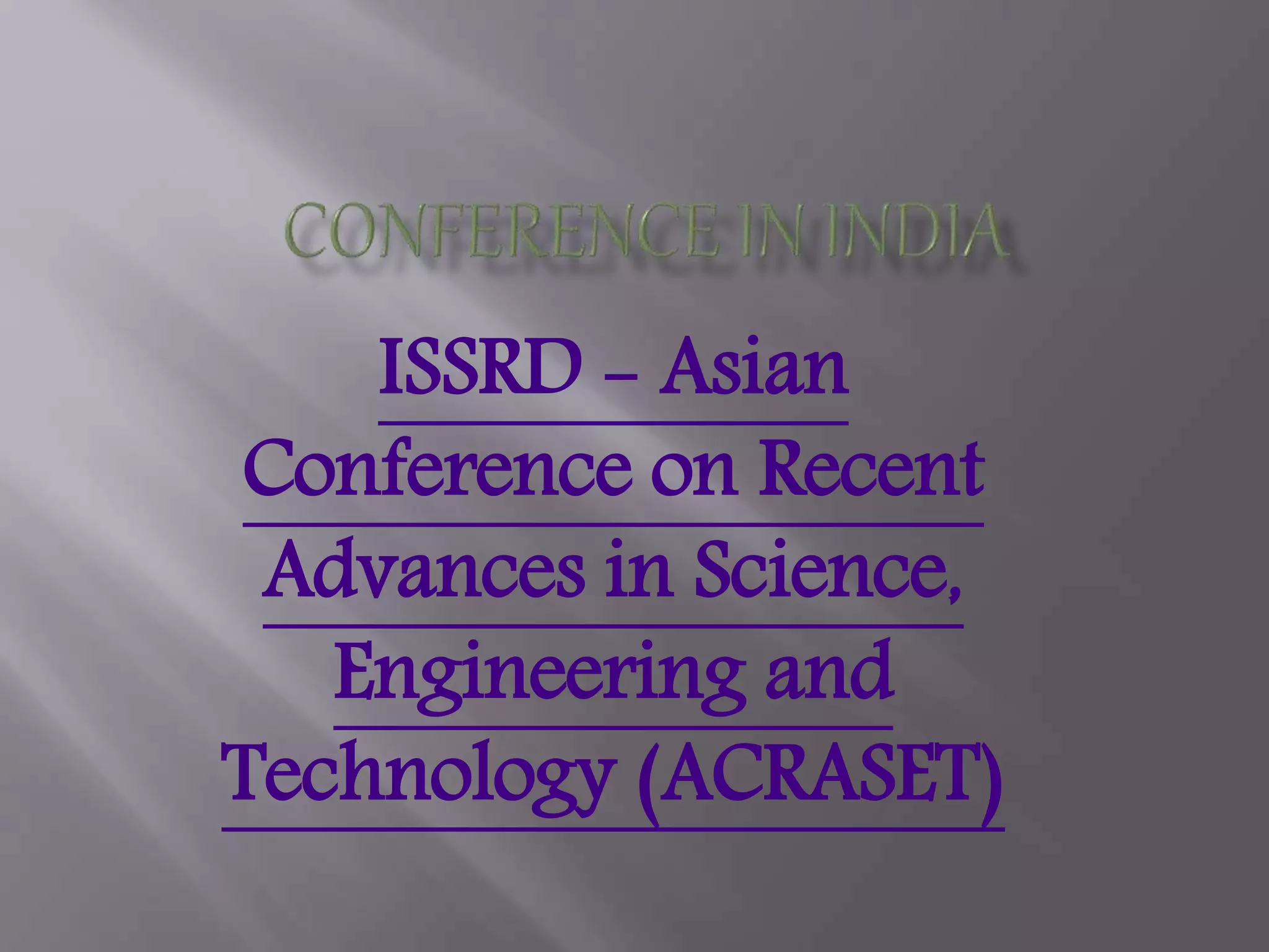 Conference in india issrd ppt