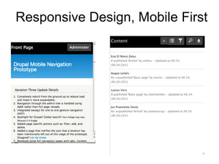 Responsive Design, Mobile First
 