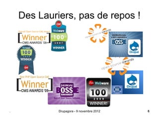 Des Lauriers, pas de repos !




.            Drupagora - 9 novembre 2012   6
 