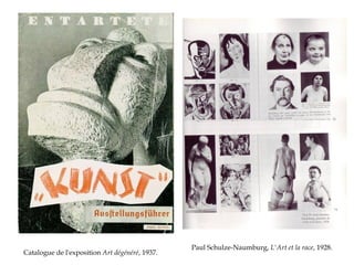 Catalogue de l'exposition Art dégénéré, 1937.

Paul Schulze-Naumburg, L'Art et la race, 1928.

 