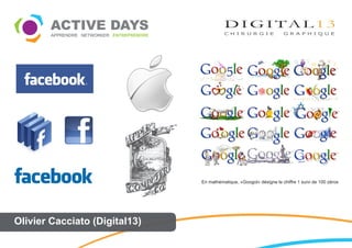 En mathématique, «Googol» désigne le chiffre 1 suivi de 100 zéros




Olivier Cacciato (Digital13)
 