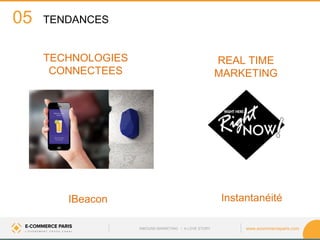 www.ecommerceparis.com 
INBOUND MARKETING • A LOVE STORY 
REAL TIME 
MARKETING 
TECHNOLOGIES 
CONNECTEES 
Instantanéité 
IBeacon 
TENDANCES 
05  
