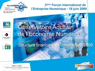 3ème Forum International de
       l’Entreprise Numérique - 18 juin 2009




Observatoire Aquitain
de l’Economie Numérique
Structure financière et conjoncture 2009
 