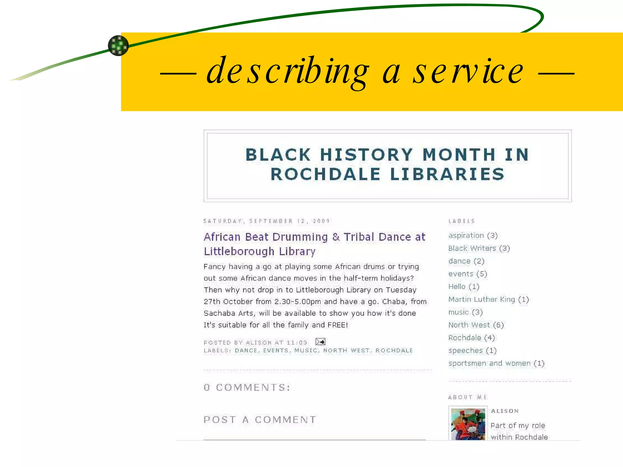 —  describing a service — 