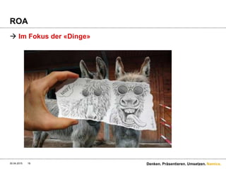 Namics.
ROA
 Im Fokus der «Dinge»
30.04.2015 16 Denken. Präsentieren. Umsetzen.
 