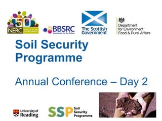 Soil Security
Programme
Annual Conference – Day 2
 