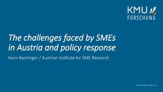 www.kmuforschung.ac.at
Karin Bachinger / Austrian Institute for SME Research
The challenges faced by SMEs
in Austria and policy response
 