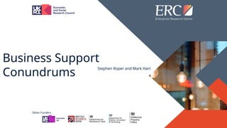 Stephen Roper and Mark Hart
Business Support
Conundrums
Other Funders
 