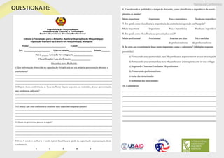QUESTIONAIRE
Nampula Conference
 