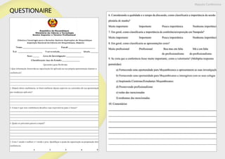 Maputo Conference
QUESTIONAIRE
 