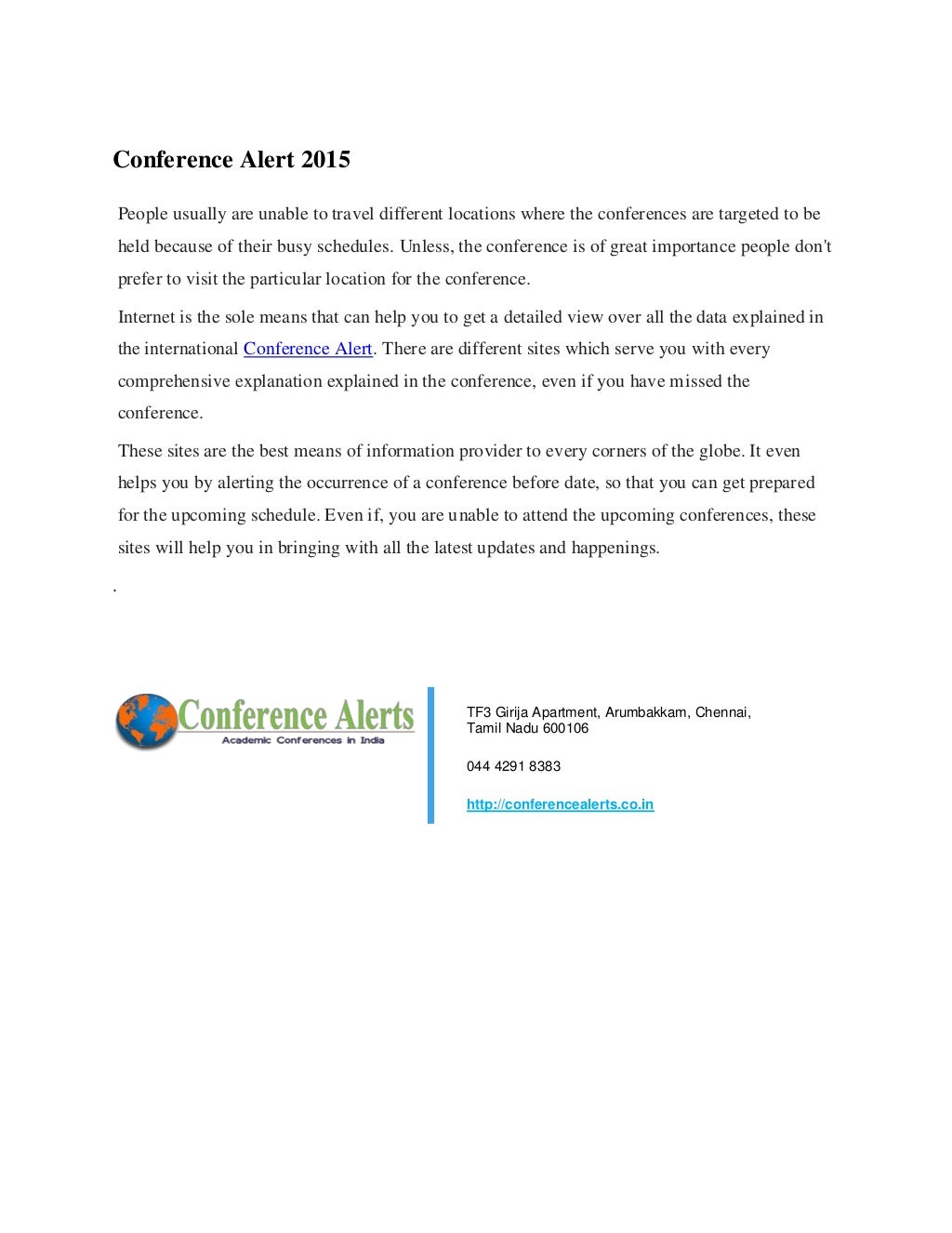 Conference alert