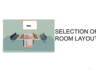 SELECTION OF
ROOM LAYOUT
6
 