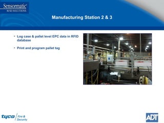 Log case & pallet level EPC data in RFID database Print and program pallet tag Manufacturing Station 2 & 3 