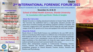 About Forensic Science Program:
The school offers B.Sc., M.Sc. and Ph.D. programs in Forensic Science.
SSAHS started Bache...