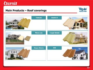 Main Products – Roof coverings




                                 17
 