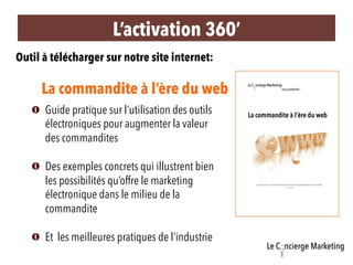 L’activation 360’ 
Outil à télécharger sur notre site internet: 
La commandite à l’ère du web 
! Guide pratique sur l’util...