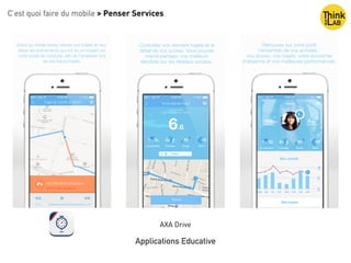 C’est quoi faire du mobile > Penser Services
Applications Educative
AXA Drive
 