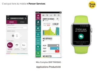 C’est quoi faire du mobile > Penser Services
Applications Productivité
Mes Comptes BNP PARIBAS
 