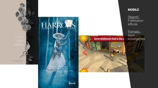 MOBILE
Objectif :
Fidélisation
Affinité
Formats :
Apps
Advergames
 