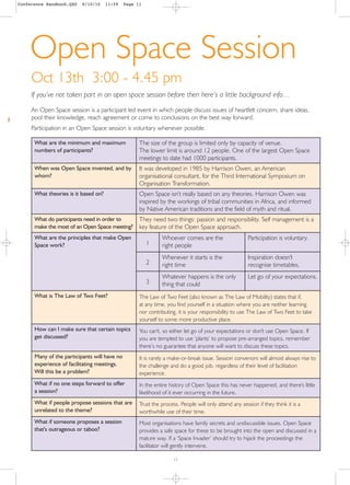 Conference Handbook.QXD   8/10/10     11:59   Page 11




    Open Space Session
     Oct 13th 3:00 - 4.45 pm
     If you’...