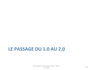 LE	
  PASSAGE	
  DU	
  1.0	
  AU	
  2.0	
  
Remy	
  Exelmans	
  Consultant	
  Expert	
  -­‐	
  NEXA	
  -­‐	
  
Juin	
  2015	
  
160	
  
 