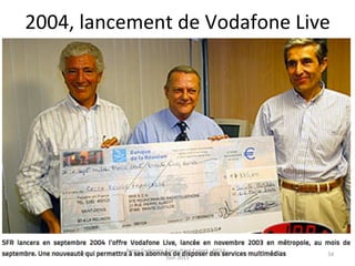 2004,	
  lancement	
  de	
  Vodafone	
  Live	
  
Remy	
  Exelmans	
  Consultant	
  Expert	
  -­‐	
  NEXA	
  -­‐	
  
Juin	
  2015	
  
54	
  
 