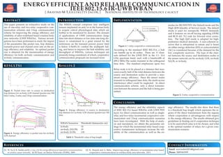 ENERGY EFFICIENT AND RELIABLE COMMUNICATION IN
IEEE 802.15.6 IR-UWB WBAN{ ARAVIND M T,LILLYKUTTY JACOB, } NATIONAL INSTITUTE OF TECHNOLOGY CALICUT
ABSTRACT
This paper presents an exhaustive study on the
use of one-relay and two-relay cooperative com-
munication schemes and 2-hop communication
scheme for improving the energy efﬁciency and
reliability of ultra-wideband based wireless body
area networks (UWB WBANs). Various investi-
gations have been performed to study the impact
of the parameters like packet size, hop distance,
transmit power and channel error rate on the en-
ergy efﬁciency and reliability. An optimal packet
size is obtained for the maximization of energy
efﬁciency for both on-body communication and
in-body communication.
INTRODUCTION
The WBAN concept comprises tiny intelligent
sensors implanted on and/or in the human body
to acquire critical physiological data which are
further to be monitored by doctors .The domain
of applications of UWB communication (large
data rate-short distance or low data rate-long dis-
tance) is constrained to a great extend by the
restrictions on the transmit power( power limit
is below 0.5mW).To combat the multipath fad-
ing, and hence to improve the link reliability and
throughput of WBANs, various techniques are
presently being considered, of which, cooperative
communication proposals are focussed more.
IMPLEMENTATION
Figure 1: 1-relay cooperative communication
According to the standard IEEE 802.15.6, a hub
can handle up to 64 nodes. There are 11 chan-
nels deﬁned for the UWB PHY in the 3.1- 10.6
GHz spectrum band, each with a bandwidth of
499.2 MHz.The nodes transmit in the orthogonal
time slots. The standard emphasizes upon two
modes for IRUWB PHY: the Default mode and the
High QOS (Quality of Service) mode. The default
mode is used for nonspeciﬁc WBAN demands;
and it features an on-off keying signaling (OOK)
and BCH (63, 51) code for forward error correc-
tion. The high QoS mode is adopted for high-
preference medical demands. A non-coherent re-
ceiver that is suboptimal in nature and is based
on either energy detection (ED) or autocorrelation
(AC) is considered because of the demand for the
low complexity receivers. The type of the chan-
nel between the source and destination nodes in
the sensor network can be on-body LOS, on-body
NLOS, or in-body.
Relay node is to be placed at a distance that mea-
sures exactly half of the total distance between the
source and destination nodes to provide a max-
imum energy efﬁciency. Since the sensor nodes
transmit in orthogonal time slots, the multi-access
interference effect could be neglected. In direct
communication scheme, only a direct transmis-
sion between the sensors and the hub is being per-
mitted.
Figure 2: 2-relay cooperative communication
REFERENCES
[1] W. Yu A. K. Sadek and K. J. Liu. On the energy efﬁciency of cooperative communications
in wireless sensor networks. ACM Trans. on Sensor Networks (TOSN), 2009.
[2] K. Deepak and A. Babu. Improving energy efﬁciency of incremental relay based
cooperative communications in wireless body area networks. 2013.
CONTACT INFORMATION
Email aravindmt2014@gmail.com
Phone 9495363395
CONCLUSION
The energy efﬁciency and the reliability aspects
of IEEE 802.15.6 based WBANs with UWB PHY
layer, for direct communication as well as single-
relay and two-relay incremental cooperative com-
munication and 2-hop communication scenarios
have been investigated. With the help of analy-
sis and simulation, we obtain the parameter set-
tings for which the incremental relay based coop-
erative transmission techniques increase the reli-
ability of the communication as well as the en-
ergy efﬁciency. The results also show that there
is a threshold hop length which separates the re-
gions of the direct transmission from the regions
where cooperation is advantageous with respect
to the energy efﬁciency. The results obtained give
guidelines in ﬁnding out if cooperation technique
is to be used,which relay is to be chosen, and what
is the optimal number of relays for a given com-
munication scenario.
RESULTS1
50 100 150 200 250 300
S-D hop distance in cm
10-8
10-6
10-4
10-2
100
Packeterrorrate
direct analysis
direct simulation
2-hop analysis
2-hop simulation
2-relay analysis
2-relay simulation
1-relay analysis
1-relay simulation
Figure 3: Packet error rate vs source to destination
hop distance for on-body LOS channel (packet size 500
bits):1-relay, 2-relay and 2-hop communication
0 500 1000 1500
packet size(in bits)
0
0.1
0.2
0.3
0.4
0.5
0.6
energyefficiency
drect (d=117 cm)
1-rel (d=117cm)
2-rel (d=117 cm)
2-hop (d=117 cm)
direct (d=250 cm)
1-rel (d=255 cm)
2-rel (d=255 cm)
2-hop (d=255 cm)
Figure 4: Energy efﬁciency vs packet size for on-body
LOS channel
RESULTS 2
0 100 200 300 400 500 600
S-D hop distance (in cm)
0
0.1
0.2
0.3
0.4
0.5
0.6
0.7
0.8
0.9
1
energyefficiency
direct
1-rel cop
2-rel cop
2-hop
Figure 5: Energy efﬁciency vs source to destination
hop distance for on-body LOS channel (packet size 350
bits).
WBAN Scenarios Threshold distance(in cm)
in-body 14
on-body (NLOS) 19
on-body (LOS) 130
Table 1: Threshold value of hop length
 