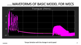 ……WAVEFORMS OF BASIC MODEL FOR WECS
6/29/2024 17
Torque Variation with the change in wind speed
 