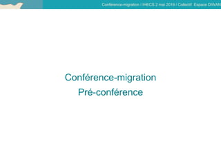Conférence-migration / IHECS 2 mai 2019 / Collectif Espace DIWAN
Conférence-migration
Pré-conférence
 